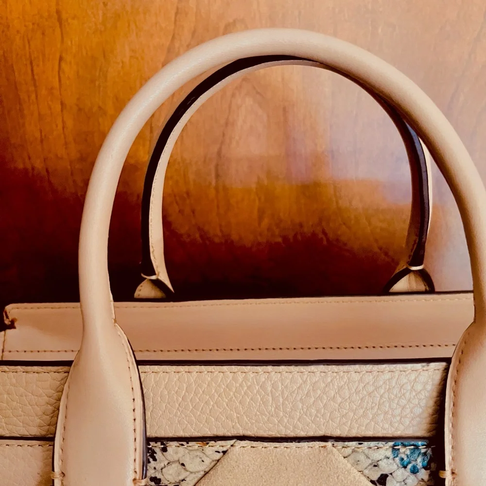 Coach Swagger Exotic Embossed Patchwork Leather/Suede Beechwood Satchel Bag- GUC - Picture 7 of 16